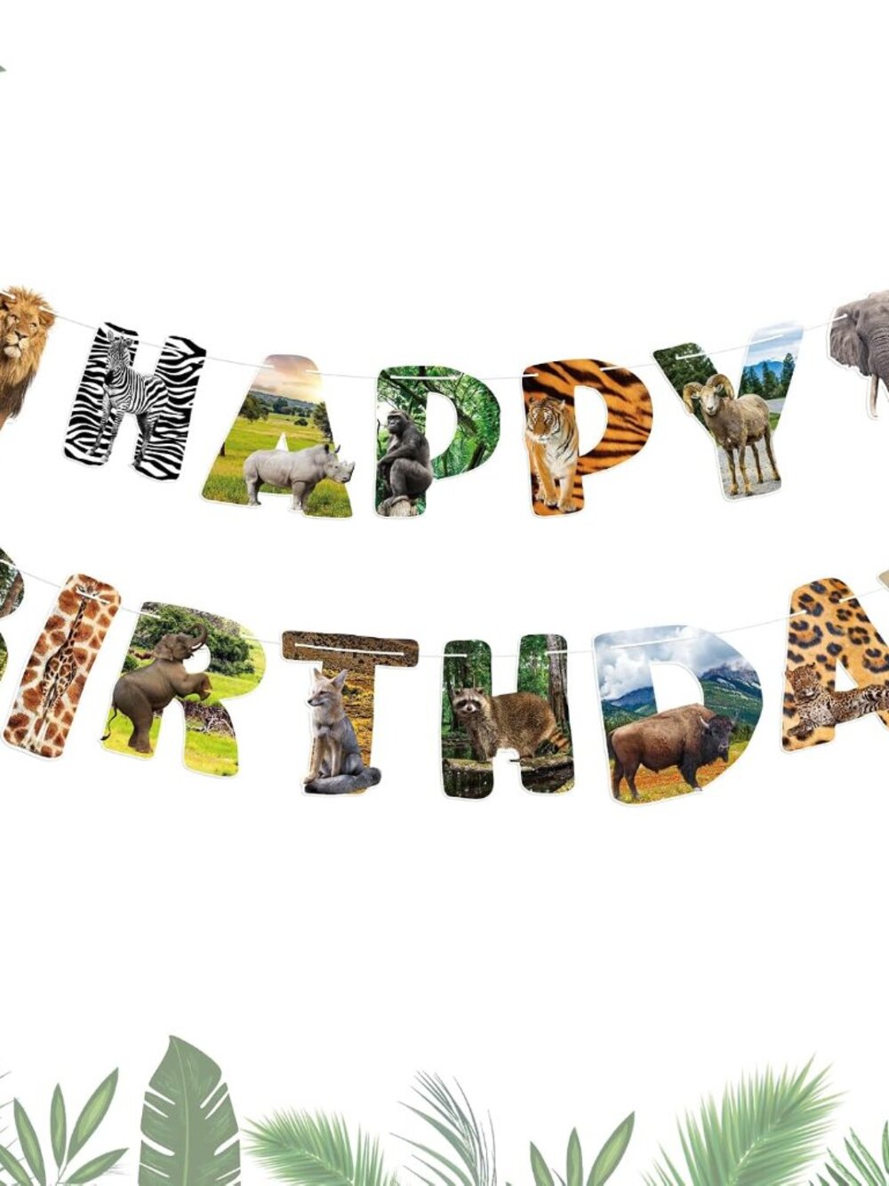 Safari Animals Happy Birthday Banner Wild Jungle Birthday Party Decorations Wild